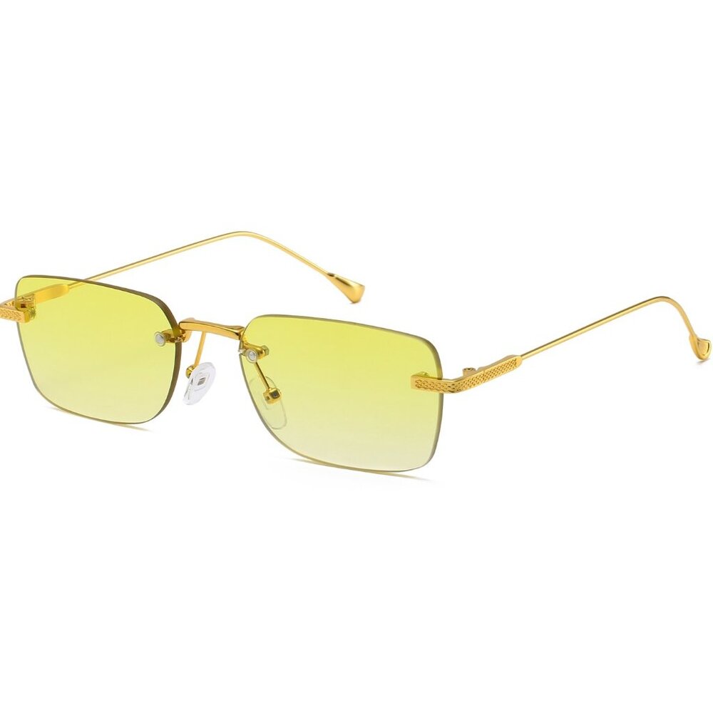 Men Women Hip Hop Sunglasses Square Rimless Yellow Small Lens Lentes Gafas Nuevo